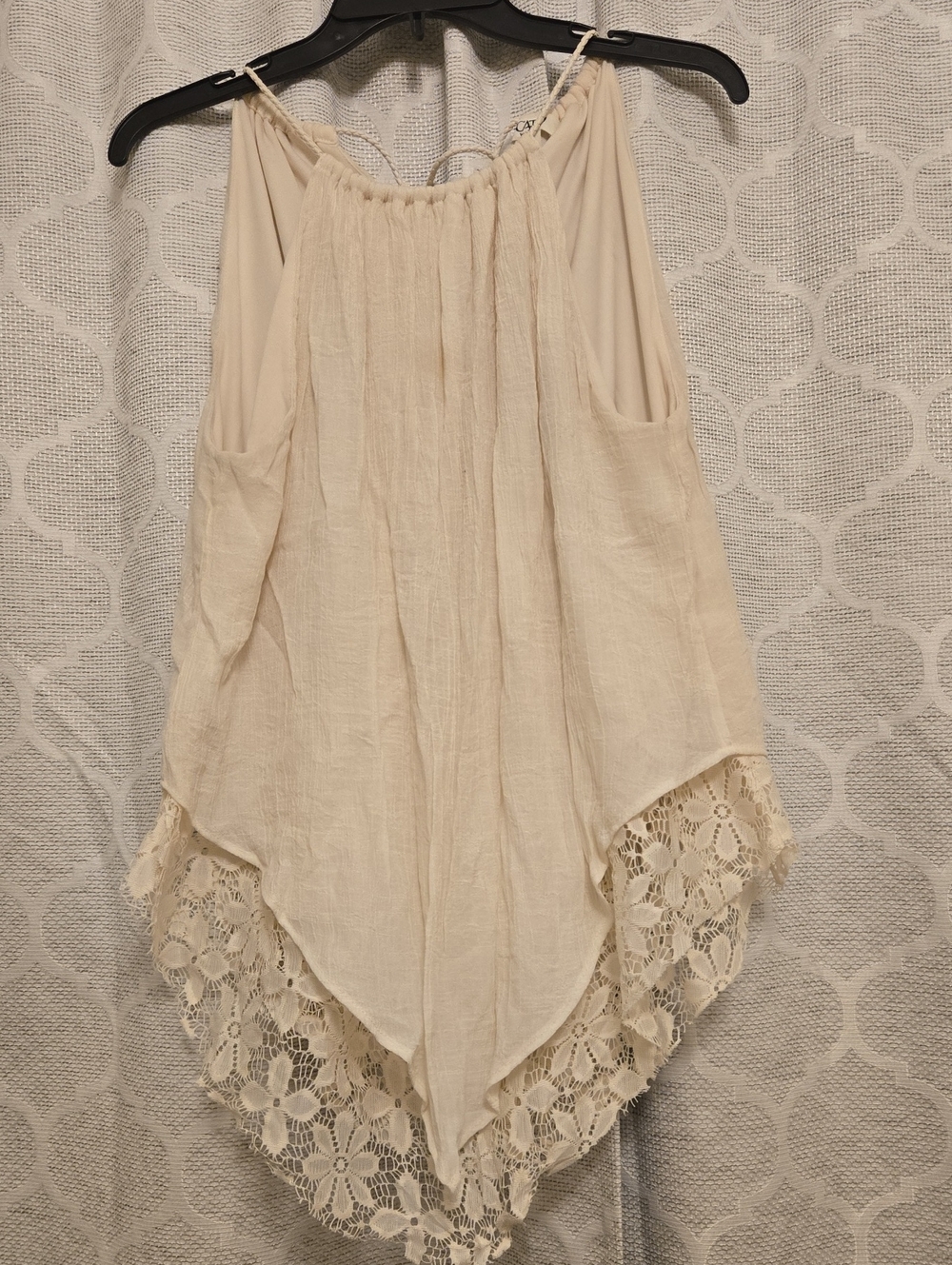 Cato Cream Lace-Trim Halter Camisole Top